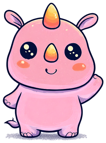 Rosie Ryno the pink rhino, PinkRyno Studios mascot