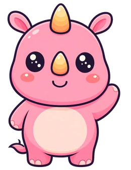 Rosie Ryno, a baby pink rhino, waving hello