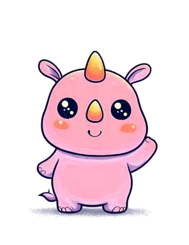 Rosie Ryno the pink rhino, PinkRyno Studios mascot