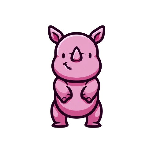 Bubbles, a happy pink rhino mascot